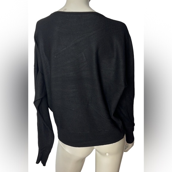 Carmen Marc Valvo Black Sweater Knit Long Sleeve Silver embellishments Sweater - Picture 4 of 10